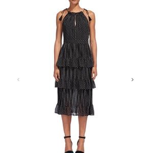 Whistles Black and White Tiered Midi Skirt